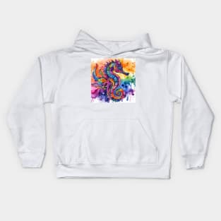 Psychedelic illustration of a seahorse Kids Hoodie